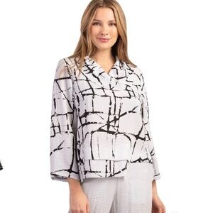 Habitat geometric pattern asymmetric jacket blazer button down